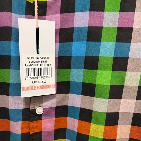 Double Rainbouu - PRIDE PLAID BLACK SUNDOWN SHIRT Sz Medium - Multi - Picture 5 of 8